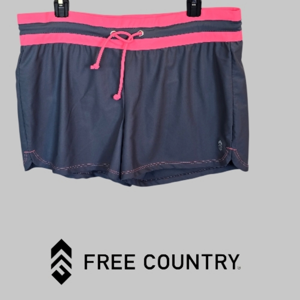 Free Country Gray Pink  Drawstring  Athletic Outdoor Gym Shorts Womens  XXL 18